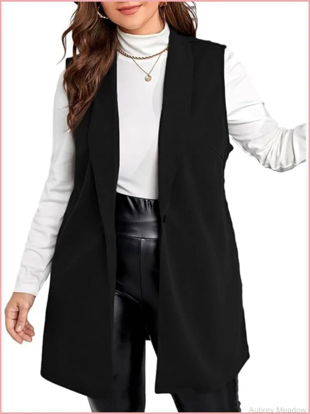 Plus Size Sleeveless Shawl Collar Button Down Vest Blazer Outwear
